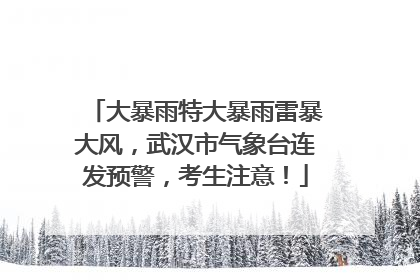 大暴雨特大暴雨雷暴大风，武汉市气象台连发预警，考生注意！